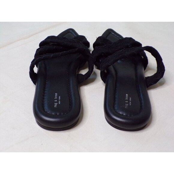 🆕 RAG & BONE Lewis Pointed Toe Woven Leather Slide Sandal Shoes 10.5 Black - Picture 7 of 10